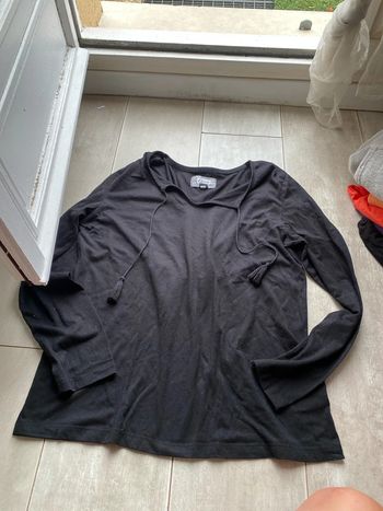 T-shirt noir manches longues M