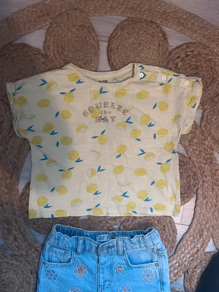 Ensemble fille tshirt MC/short jean 4 ans - photo numéro 4