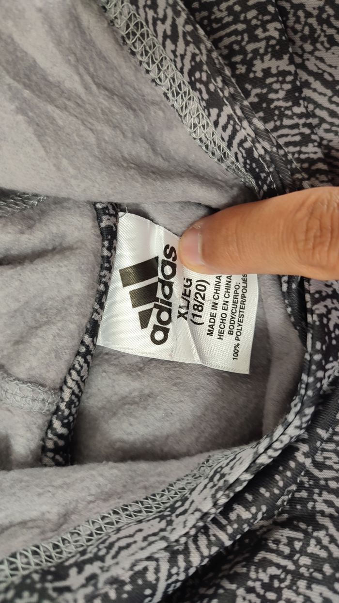 Vêtement Homme garçon Sweat sweatshirt à capuche gris Adidas taille XL garçon #Retrostreet - photo numéro 4