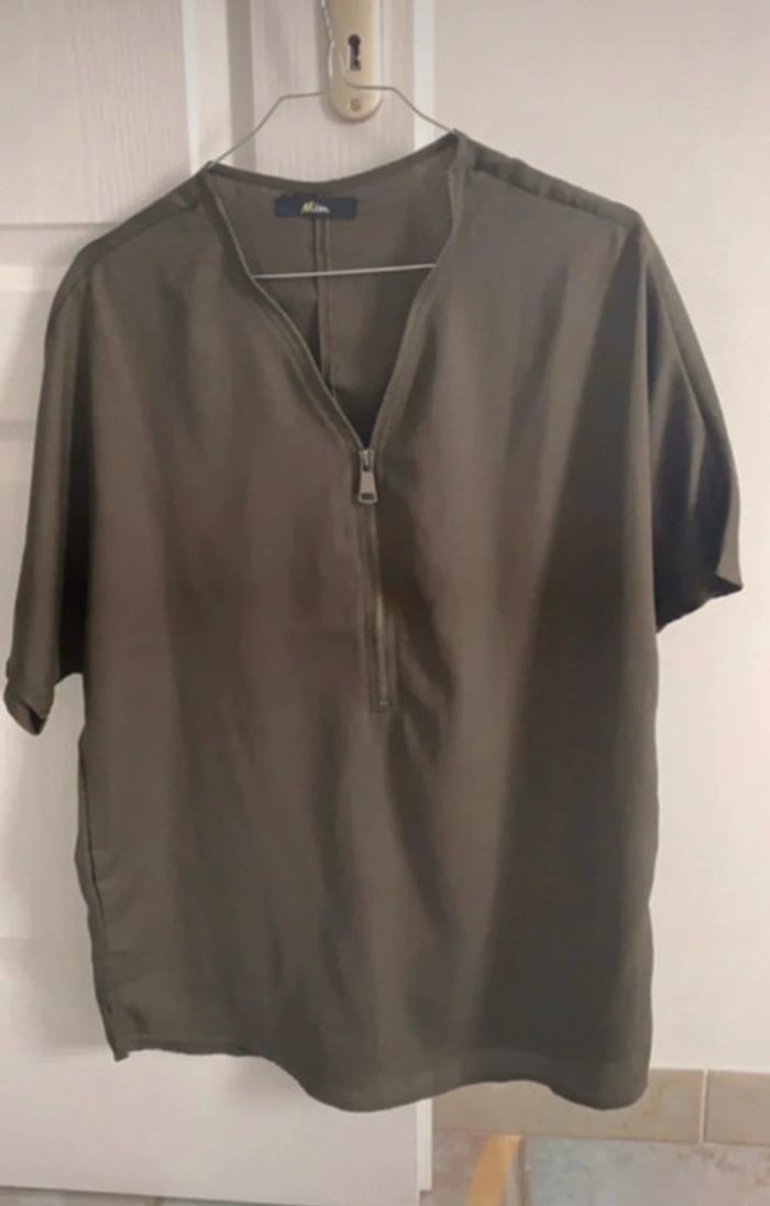 Blouse Tunique femme manches courtes kaki taille 36 Mim