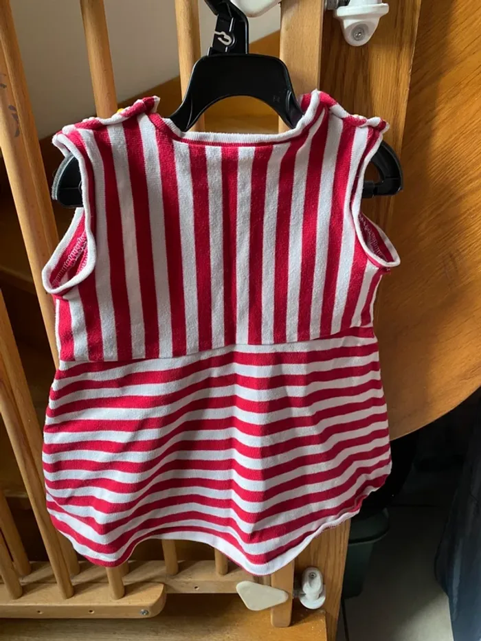Robe marinière rouge épaisse bébé fille - photo numéro 2