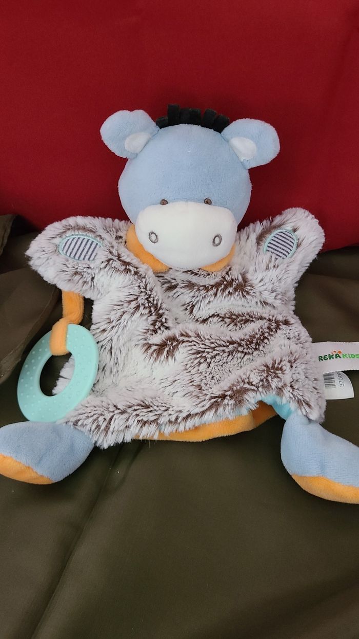 Doudou et compagnie marionnette ane cheval marron bleu orange Eureka