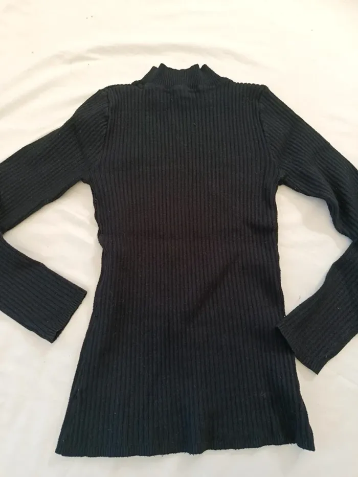 Petit pull moulant noir col montant La Halle taille M - photo numéro 3