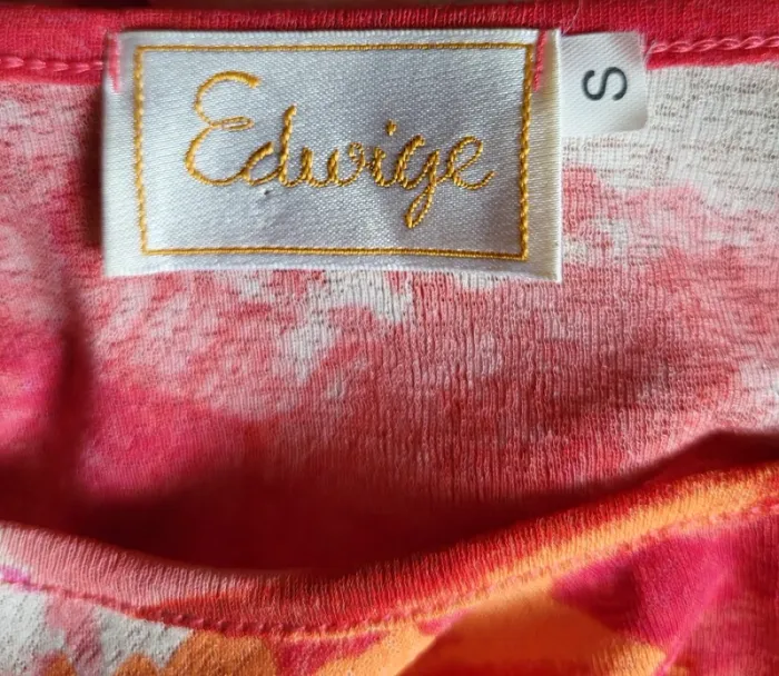Tshirt manches courtes orange corail à fleurs Taille 34 36 - photo numéro 5