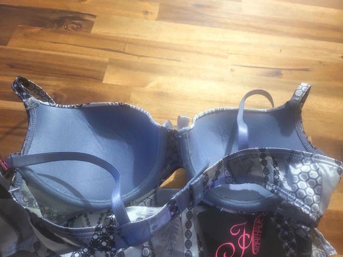 Ensemble  soutien gorge 85c culotte satiné gris taille m - photo numéro 4