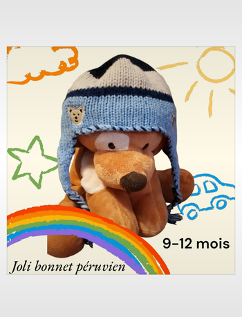 🐧 Bonnet péruvien pour bébé (9-12 mois environ) 🐧