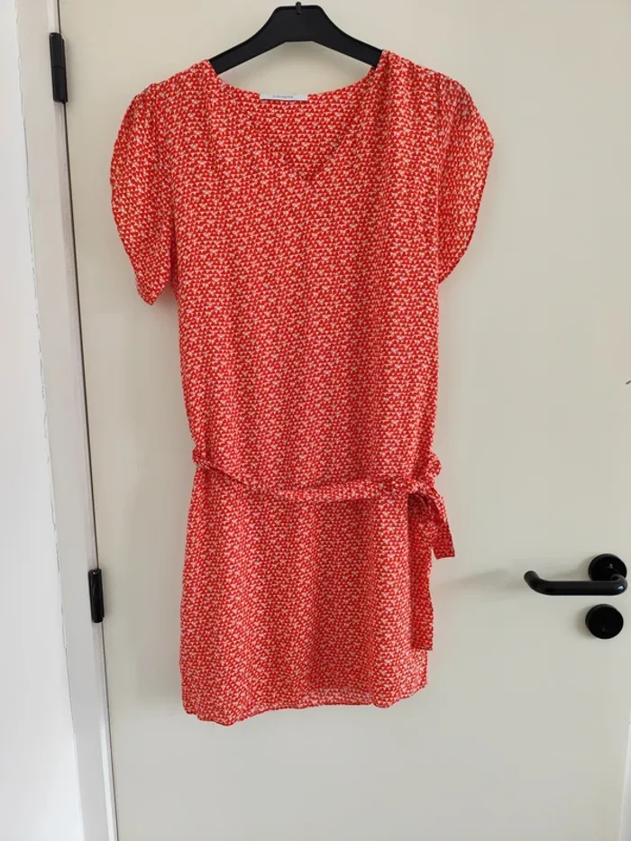 Belle petite robe d'été légère Sud express blanche et orange 36/38 - photo numéro 3