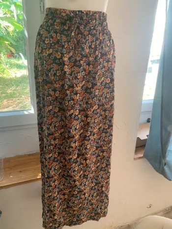 Jupe longue fleurie S-M taille élastique 100%coton
