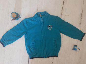 Gilet zippé turquoise garçon 3 mois orchestra