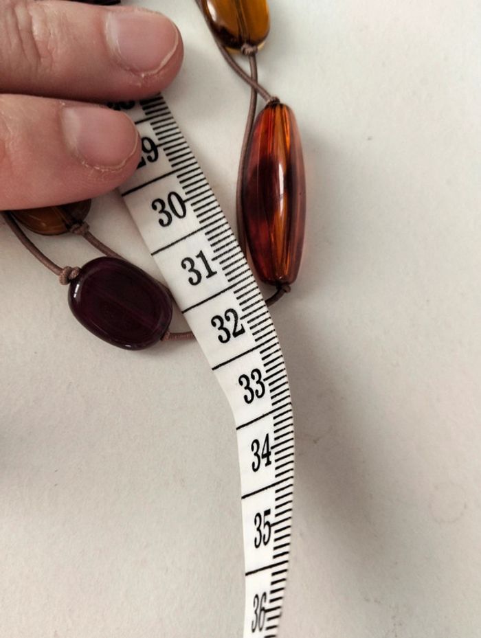 Sautoir 2 rangées marron orangé - photo numéro 5