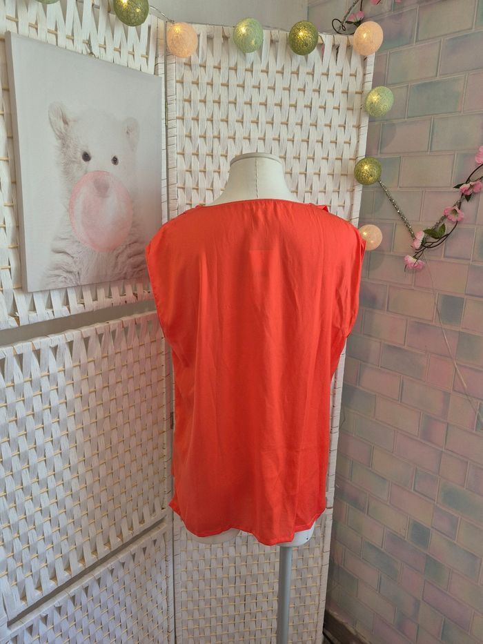 💕Joli Top saumon Darjeeling - Encolure dentelle & liens - femme T42 💕 - photo numéro 5