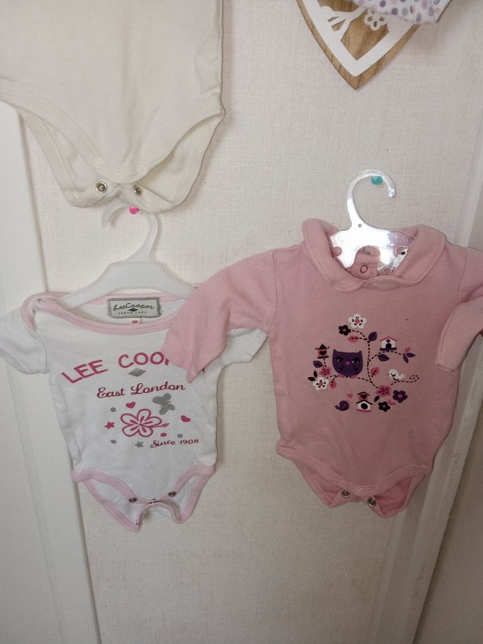 Lot de 5 bodys dont 4 col claudine bébé fille 3 mois, 54 cm - photo numéro 3