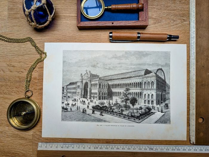 Imprimée en 1883, le Palais de l'Industrie, Paris VIIIème. Vintage Authentique. - photo numéro 2
