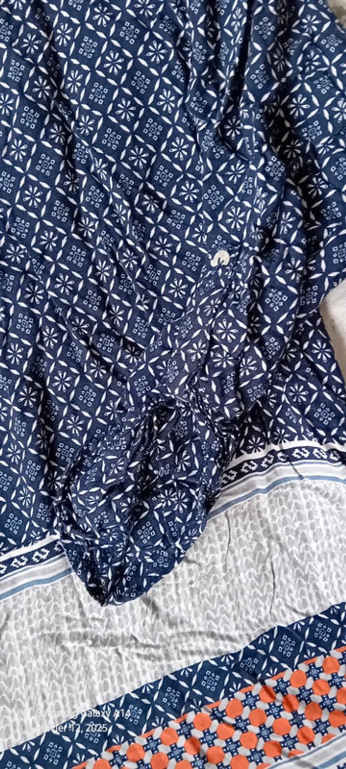 Tunique longue esprit bohème motif mosaïque bleu femme XL camaïeu - photo numéro 10