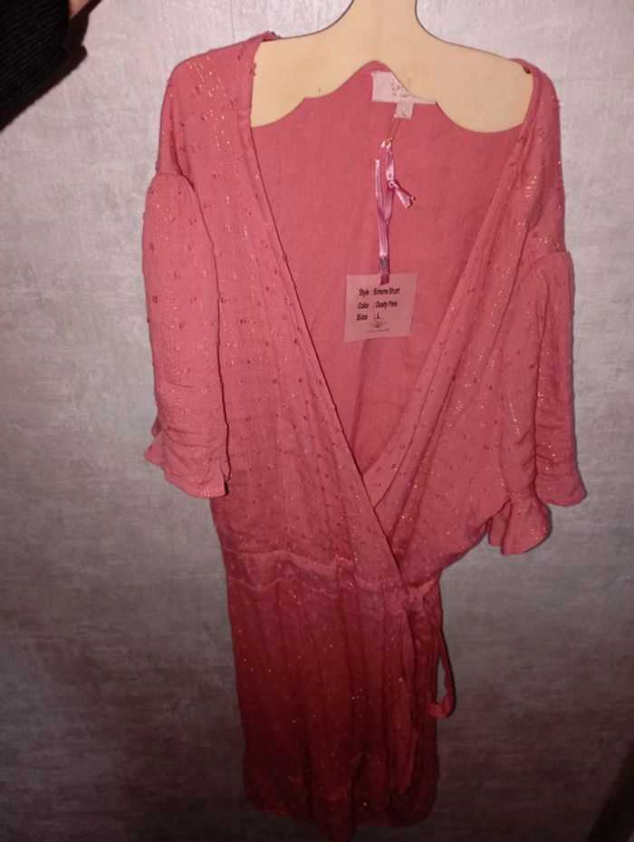 Goa 🔆 neuf ! robe portefeuille rose plumetis taille L soit 38/40 - photo numéro 8