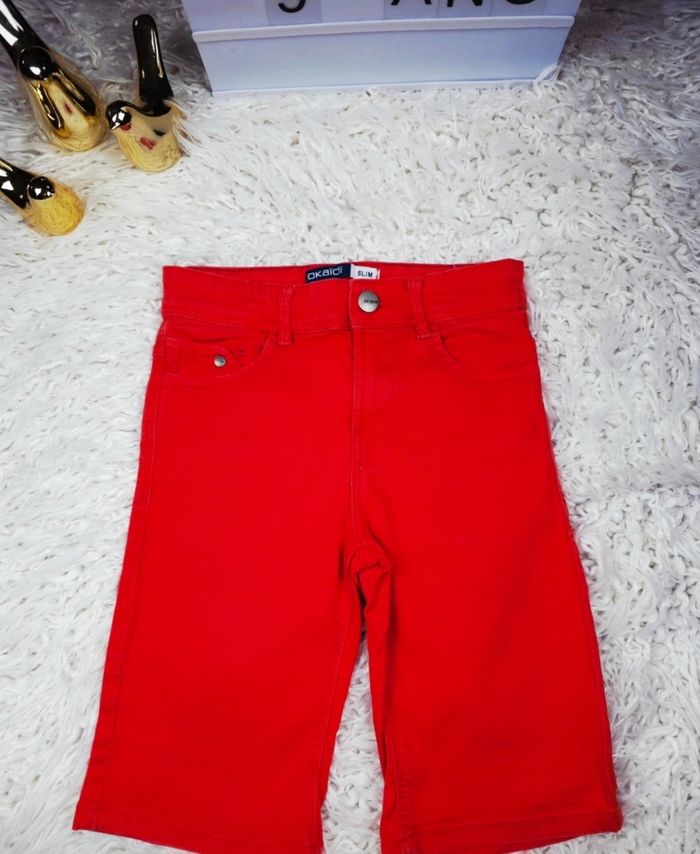 Bermuda en jean slim rouge Garçon taille 9 ans marque Okaidi 🎸 - photo numéro 2