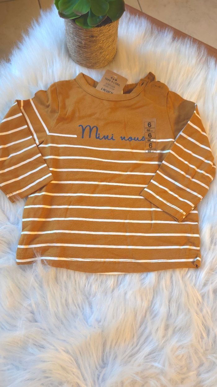 Neufs (non portés)🏷 🏷🥰😍💙 superbe ensemble teeshirt ml et jeans 6mois garçon 💙😍 - photo numéro 2