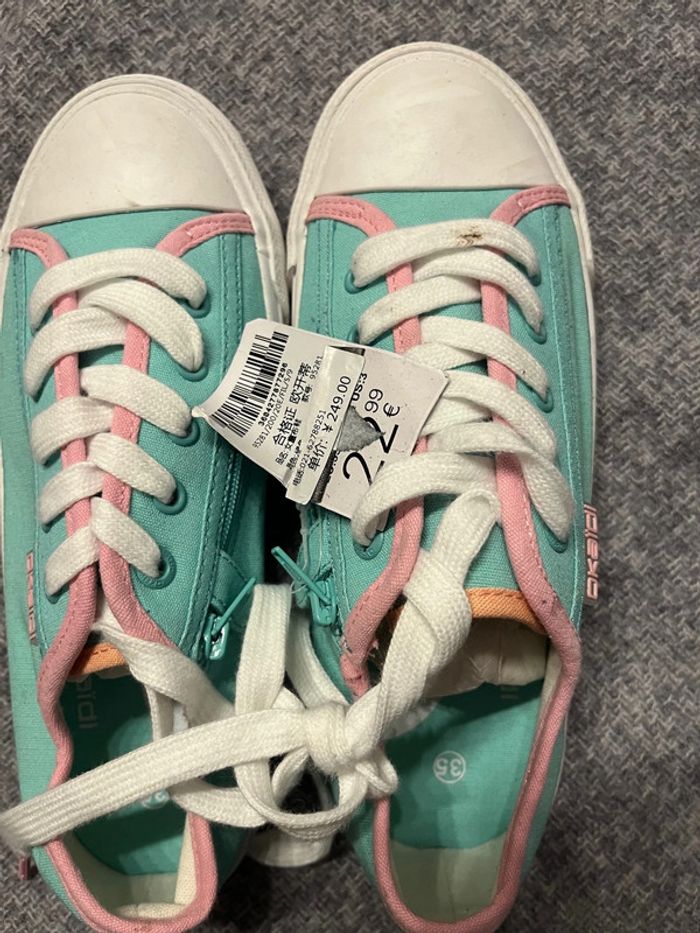 Chaussure fille neuve taille 34 verte et rose - photo numéro 3