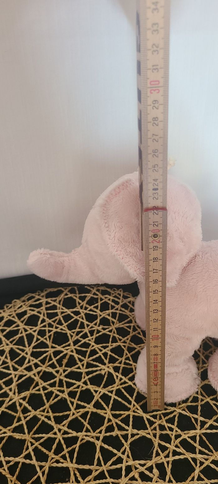 Ferdinand l'éléphant 25 cm rose pâle tartine et chocolat - photo numéro 4