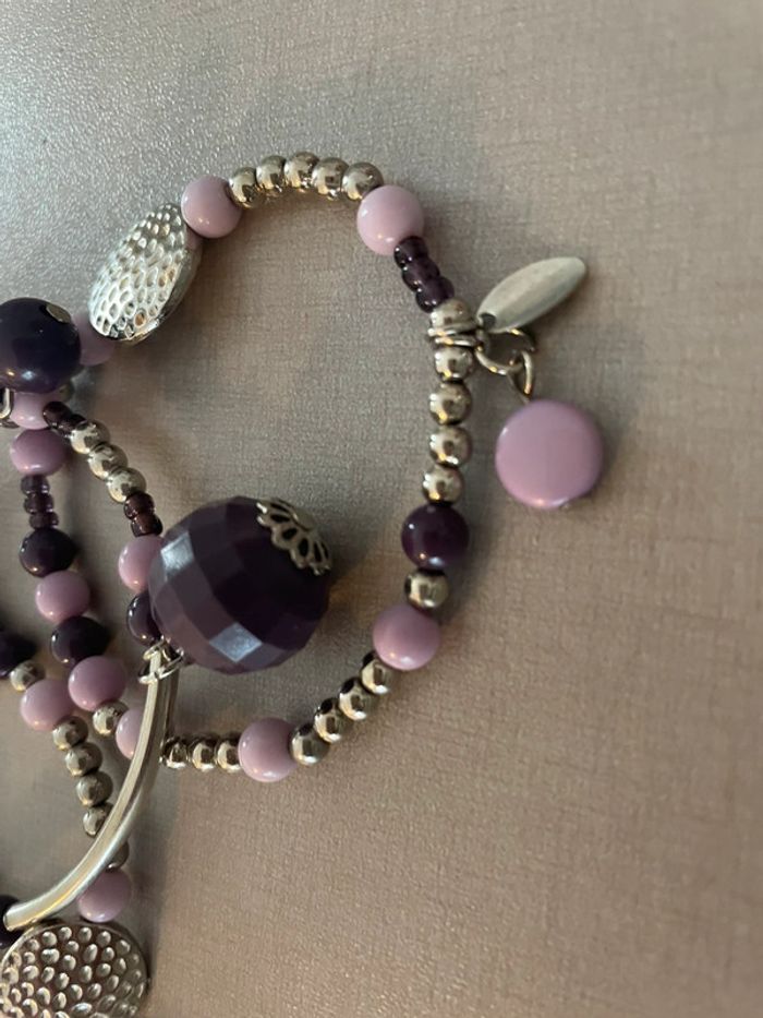 Lot 5 bracelets violet argent - photo numéro 2