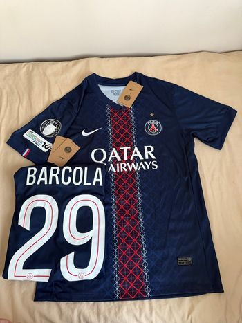 Maillot PSG 2025/2026 Bradley Barcola Badge UEFA Taille M