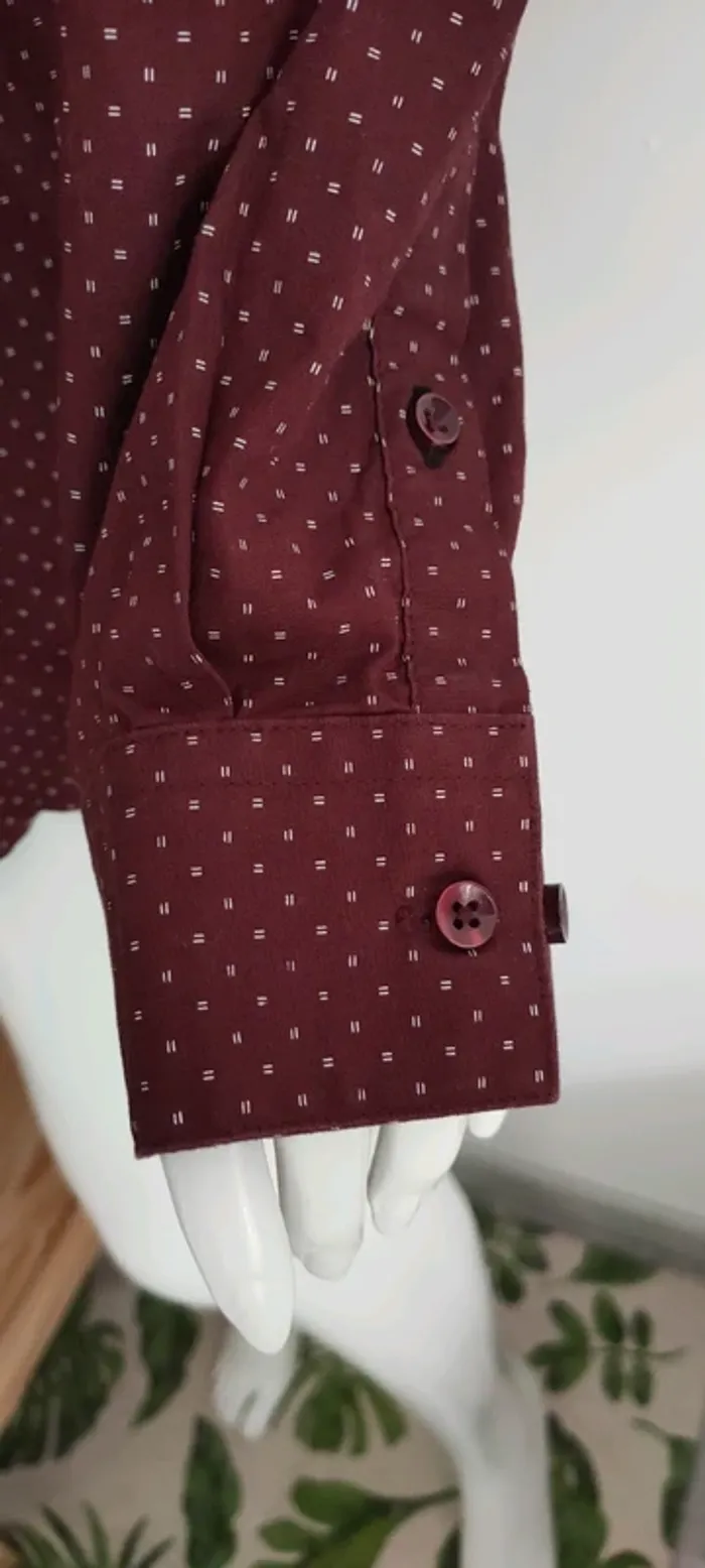 Chemise homme manches longues, taille 40, bordeaux - photo numéro 3