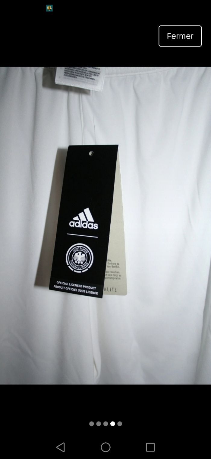 🌸Short blanc Allemagne Extérieur aux trois bandes Taille XS / 34 ou 16 ans  "Adidas" Neuf 🌸 - photo numéro 4