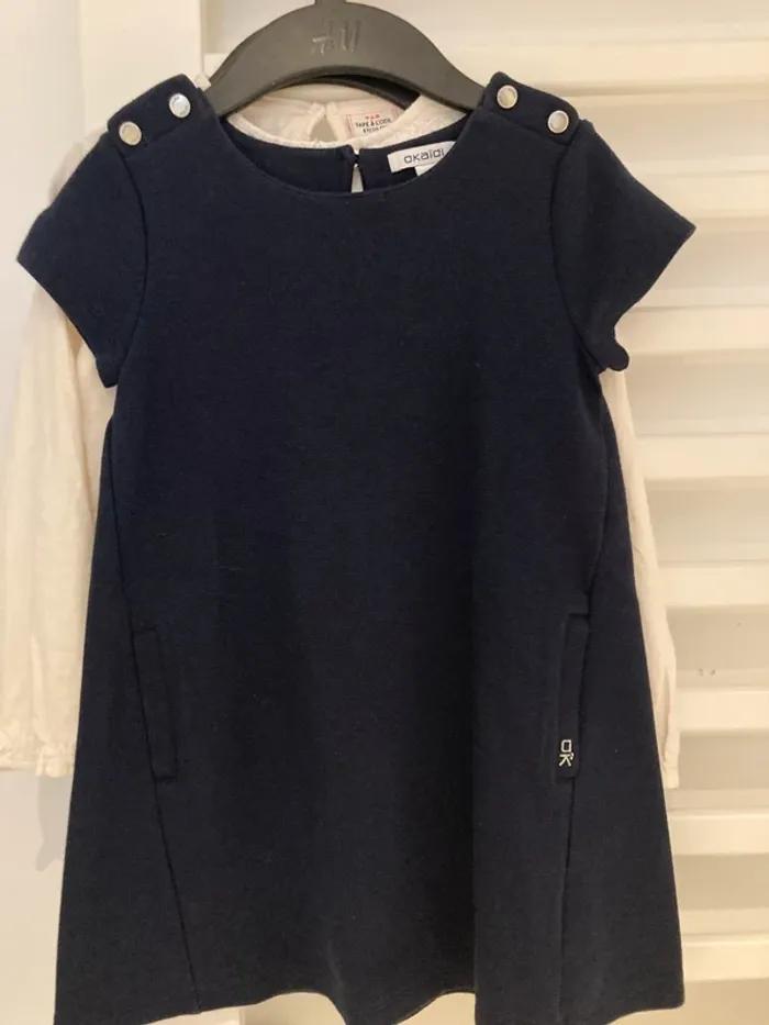 6 ans - Ensemble 3 pièces assorties - 1 robe 1 t-shirt blanc et collant blanc neuf - photo numéro 7