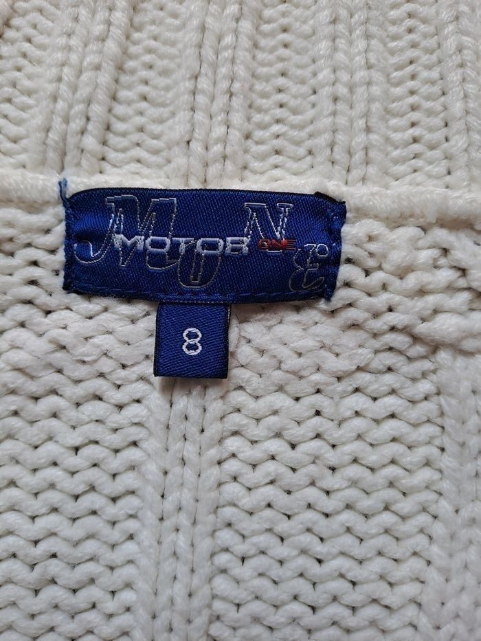 Gilet grosse maille fille blanc / T. 8 ans / " MOTOR ONE " - photo numéro 3