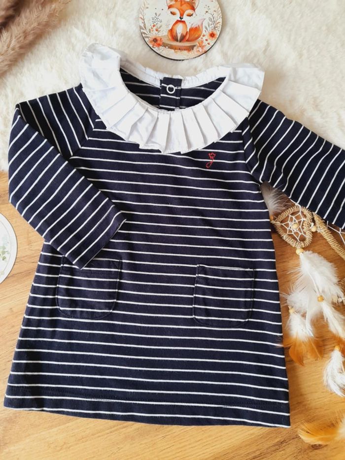 Robe manches longues marinière avec col 12 mois Jacadi - photo numéro 2