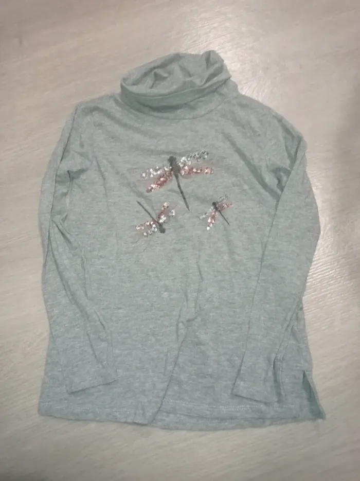 T-shirt manche longue Col roulé gris pour enfants