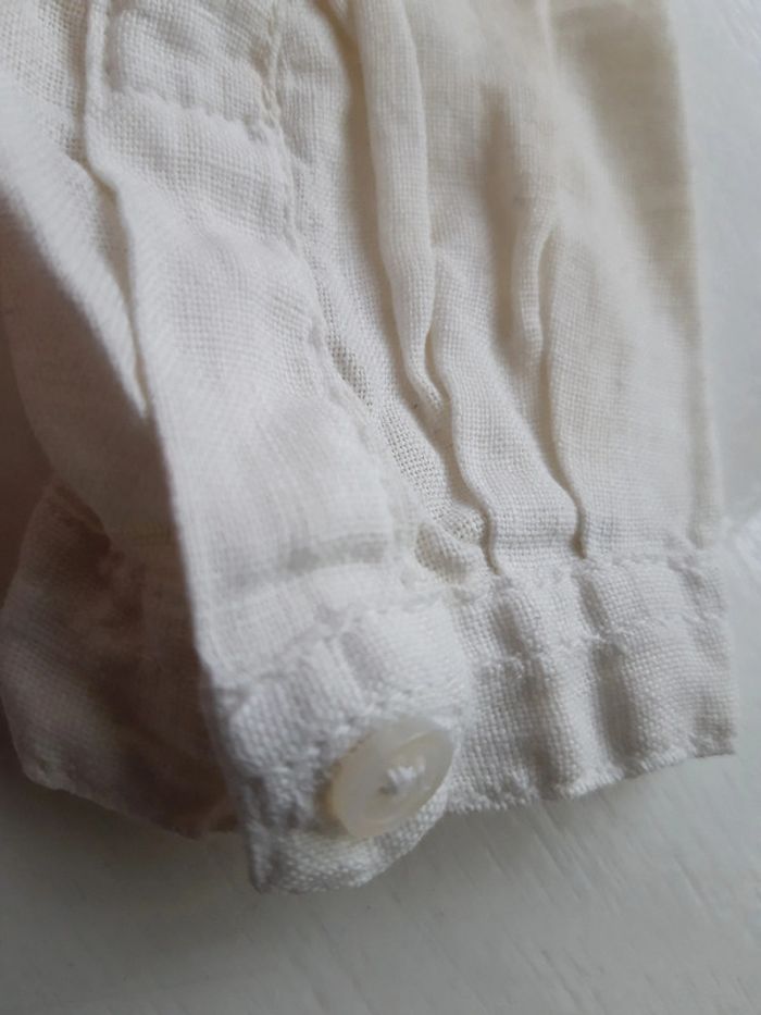Chemise Bout'chou blanche manche courte 100% lin, bébé 6 mois 67 cm - photo numéro 6