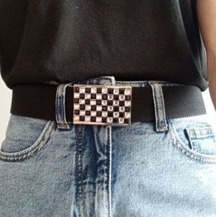Ceinture noir boucle brillante vintage 1990