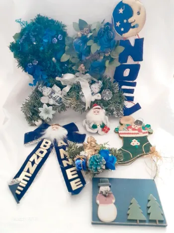 Lot de décorations de Noël bleues