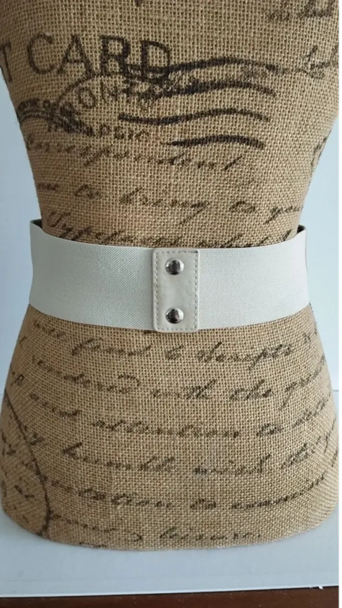 Ceinture élastique beige chaînette argenté 70/80 cm - photo numéro 6