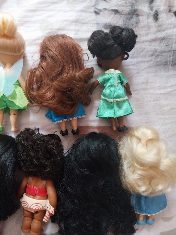 Lot 9 poupées miniatures Animators Princesses Disney Mini-Animators Tiana Belle Cendrillon Vaiana Elsa Anna - photo numéro 5