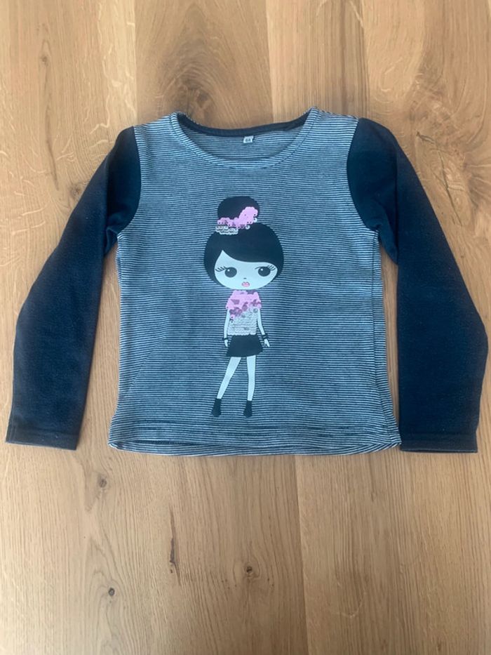 Tee shirt fille manche longue