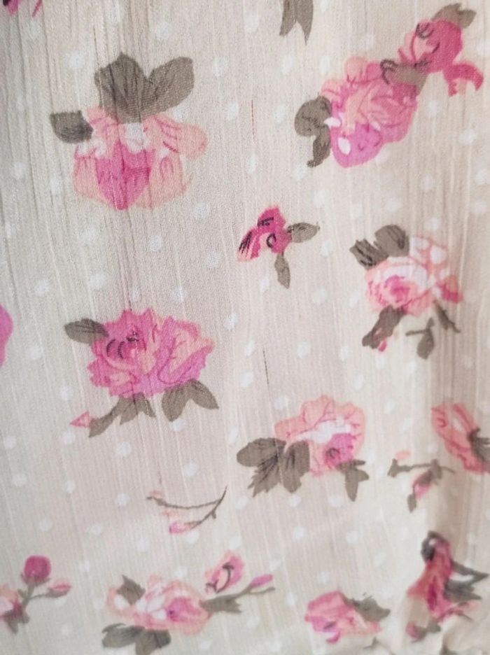 Chemisier bouffant volant écru fleur rose coquette / Vera Moda - 36/S - photo numéro 11