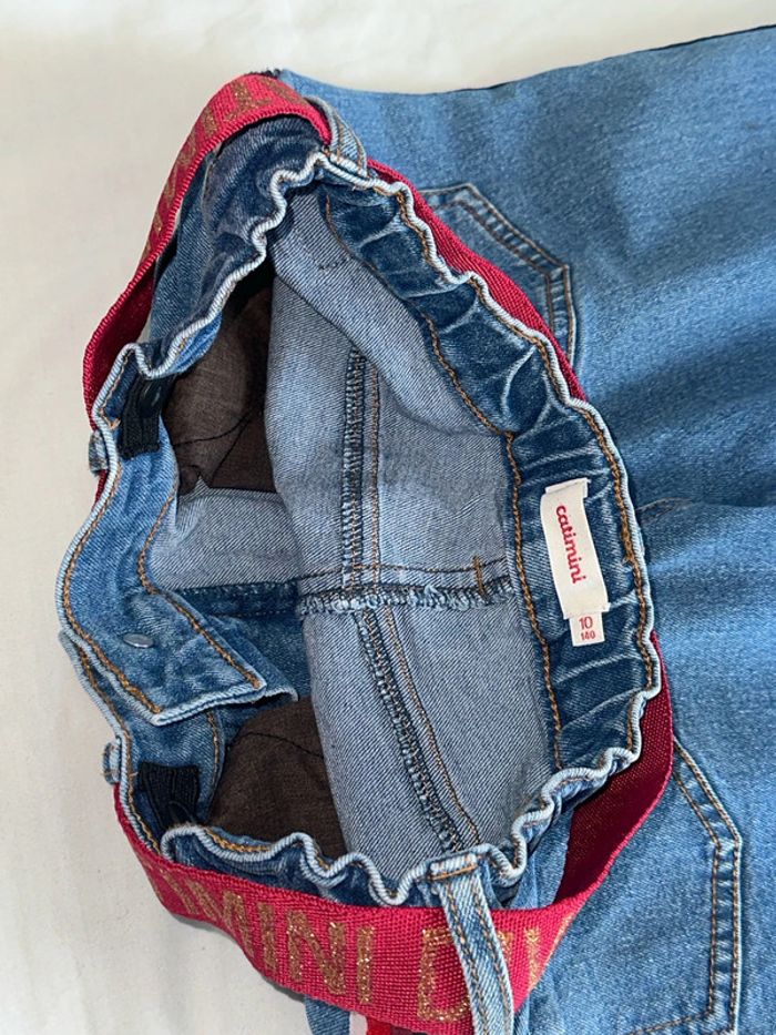 Jean avec ceinture catimini, bleu et rouge fille 10 - photo numéro 4