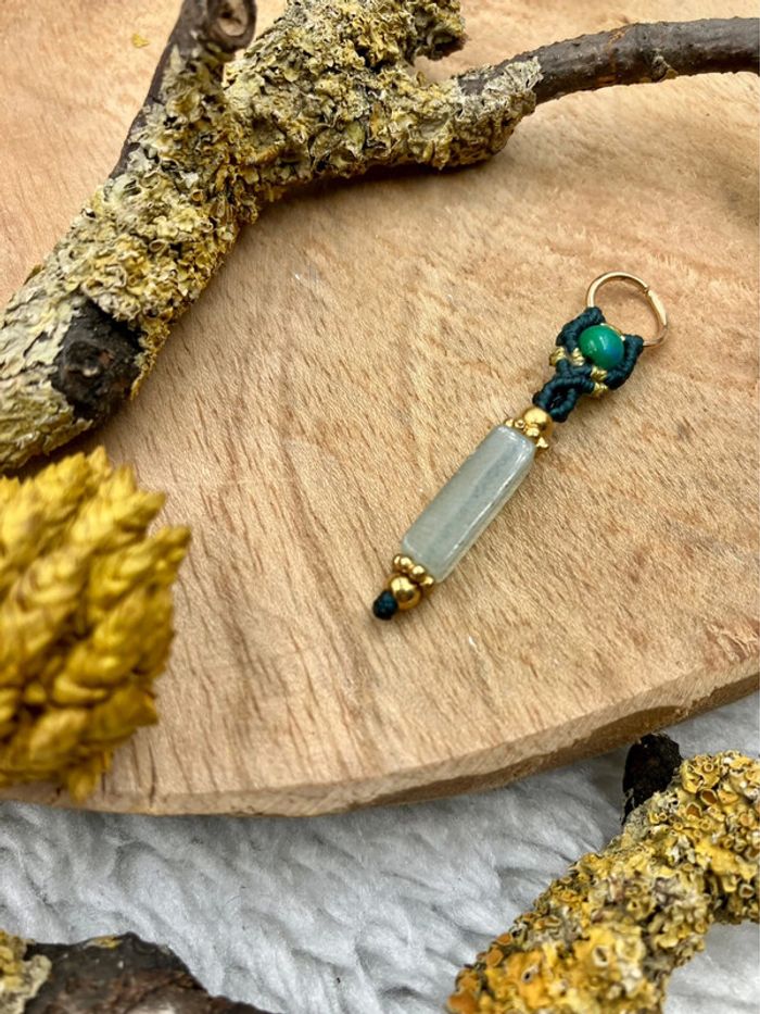 Bijou de cheveux, tresse/dread, macramé pierre Aventurine - photo numéro 3
