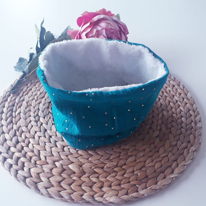 Snood tour de cou écharpe enfant double gaze de coton pois dorés 1-4 ans - photo numéro 2