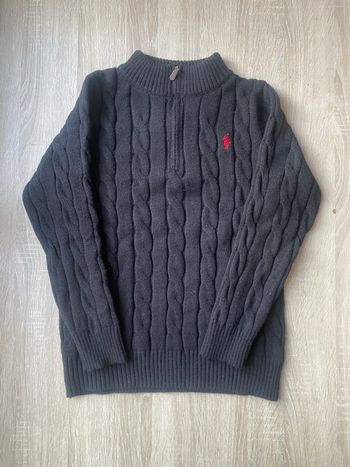 pull ralph lauren demi-zip noir torsadée  - taille m - neuf avec étiquette