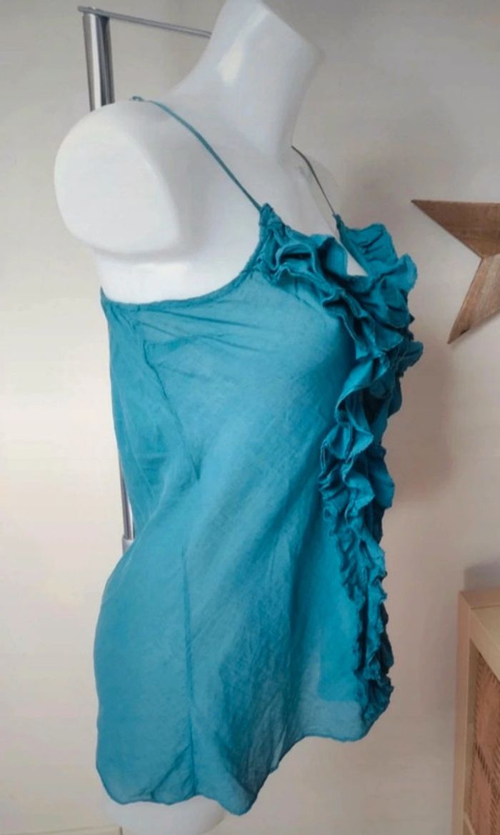 🌺Top à fines Bretelles fines bleu canard taille 38🌺 - photo numéro 2