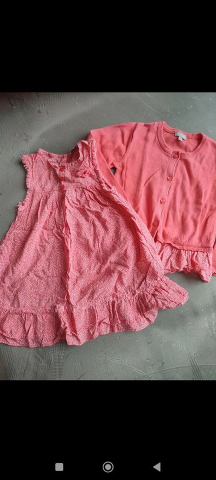 Ensemble robe été gilet assorti 36 mois 98 cm