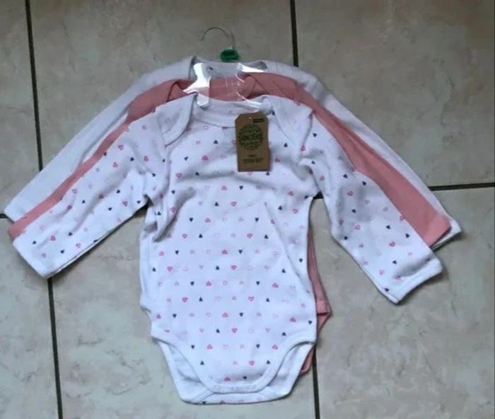 Lot de 3 Bodies manches longues Sincere coton bio T 12 mois neufs ds emballage