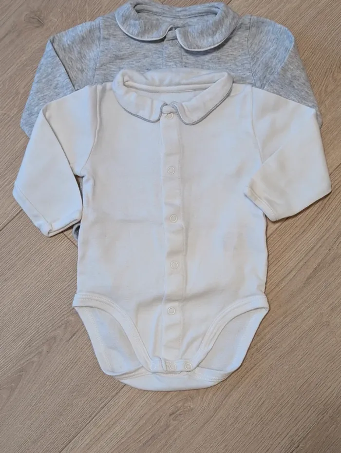 Lot de 2 bodies manches longue à col Petit Bateau - Taille : 6 Mois - photo numéro 2