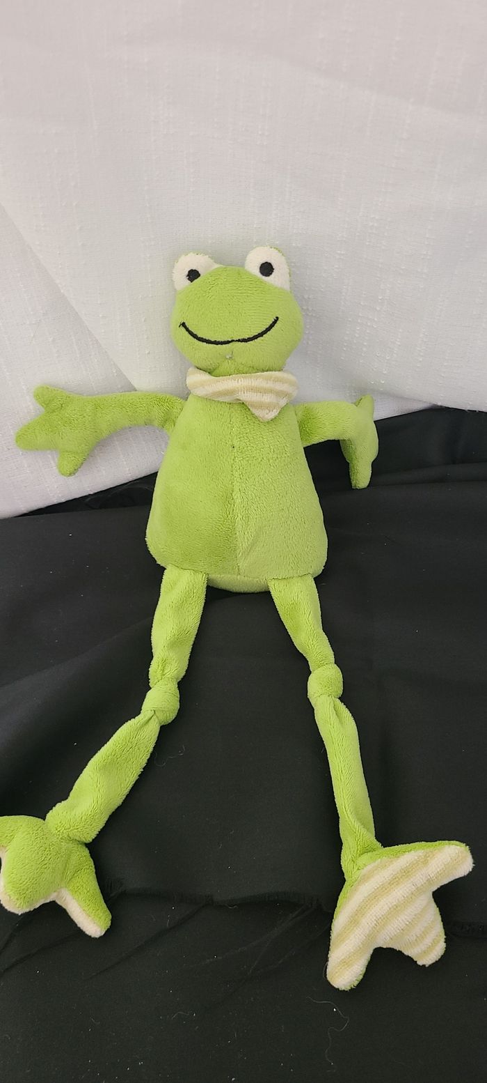 Peluche grenouille LES PETITES MARIE verte 30 cm