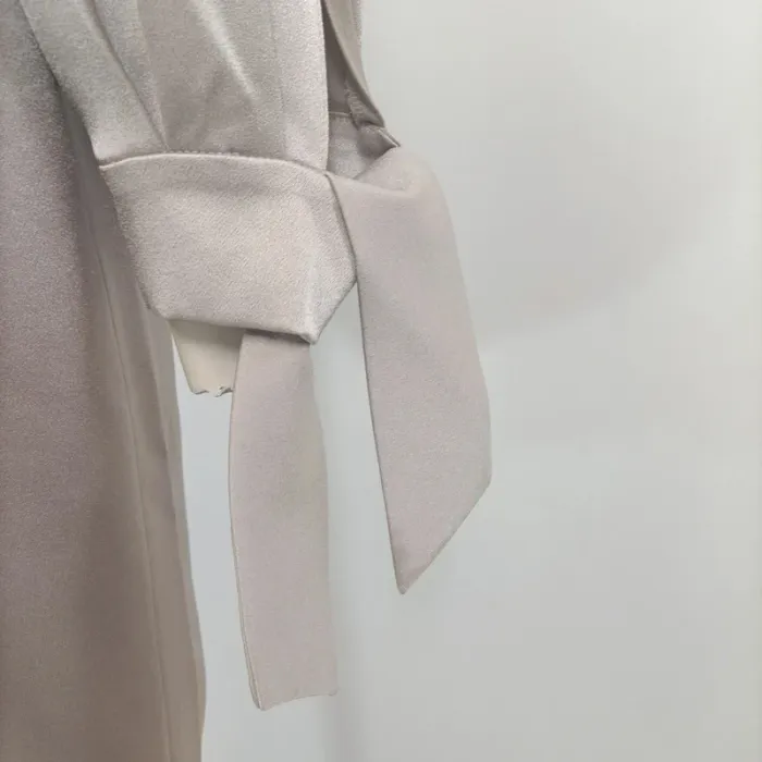 Robe Paule Ka gris perlé - manches longues - cérémonie gris clair satiné taille 42 - A272 - photo numéro 6