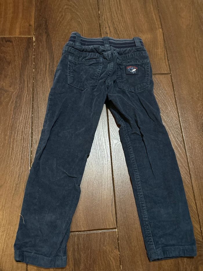 Pantalon en velours côtelé bleu a empiècements sergent major taille 3 ans - photo numéro 5