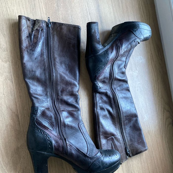 Bottes cuir noir et marron - photo numéro 4